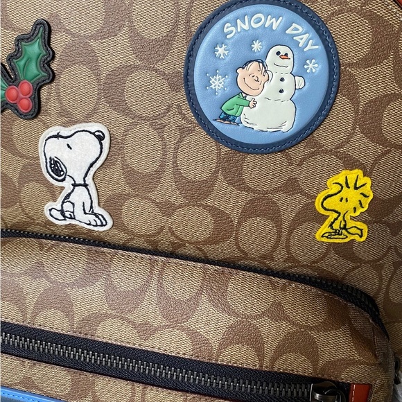 NWT Coach Coach X Peanuts West Backpack In Signature Canvas With Patches - Picture 7 of 8